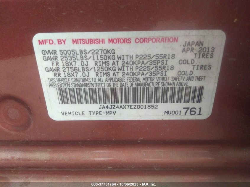 2014 MITSUBISHI OUTLANDER GT - JA4JZ4AX7EZ001852