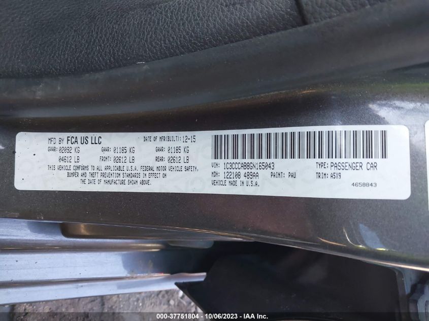 2016 CHRYSLER 200 LIMITED - 1C3CCCAB8GN165043