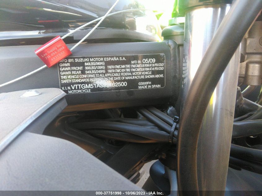 2009 SUZUKI GS500 - VTTGM51A592102500
