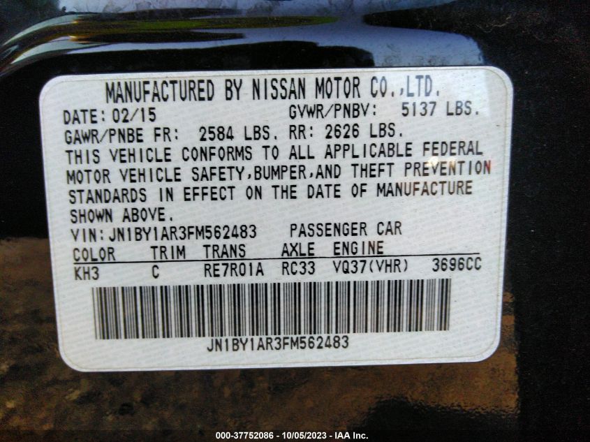 2015 INFINITI Q70 JN1BY1AR3FM562483