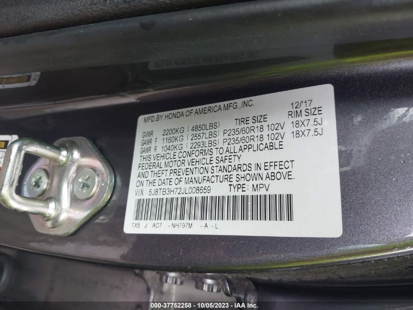 2018 ACURA RDX ADVANCE - 5J8TB3H72JL008659