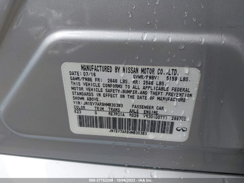 2017 INFINITI Q50 3.0T PREMIUM - JN1EV7AR9HM830383