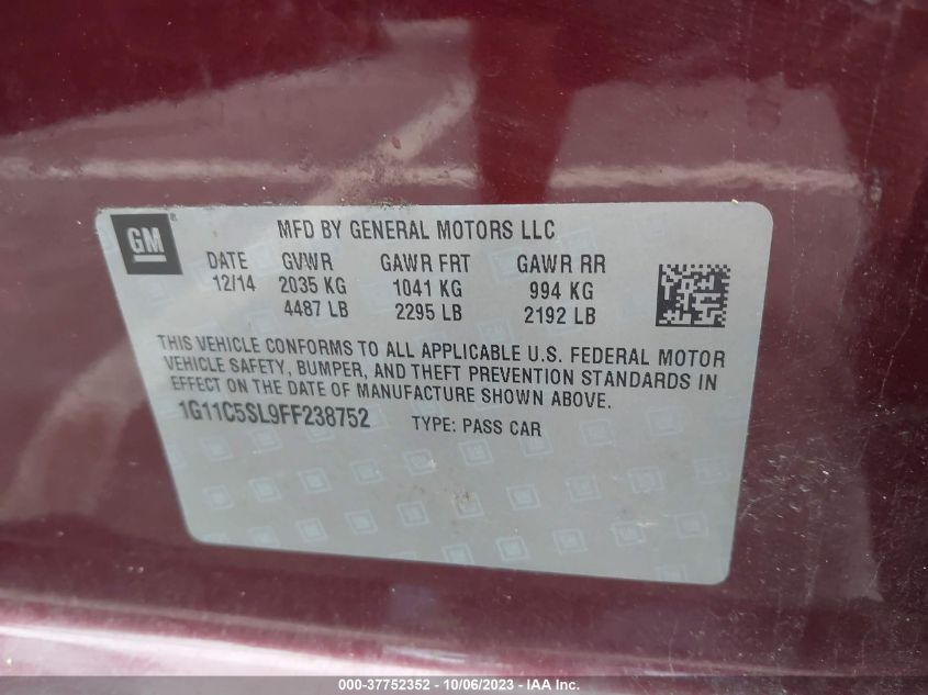 2015 CHEVROLET MALIBU 1LT - 1G11C5SL9FF238752