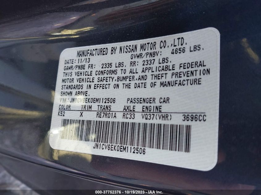 2014 INFINITI Q60 COUPE JOURNEY JN1CV6EK0EM112506