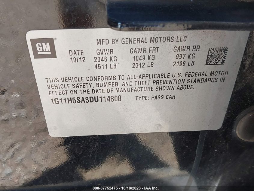 2013 CHEVROLET MALIBU LTZ - 1G11H5SA3DU114808