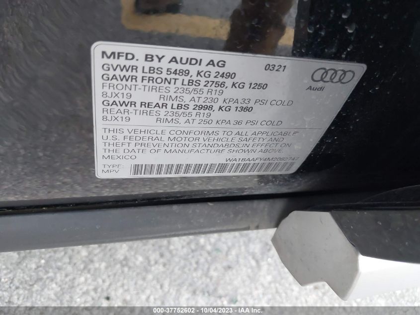 WA1BAAFY4M2082747 2021 AUDI Q5, photo no. 9