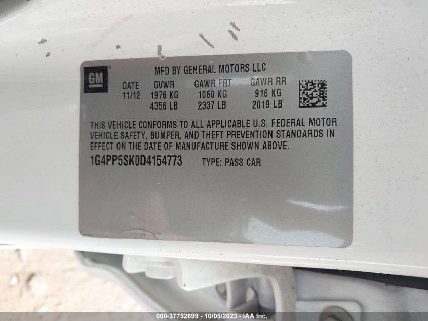 2013 BUICK VERANO - 1G4PP5SK0D4154773