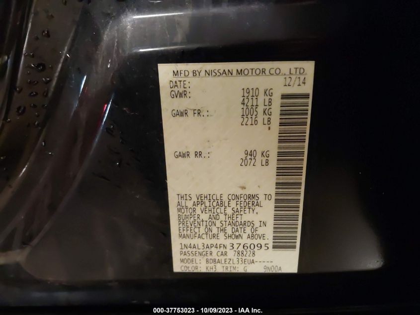 2015 NISSAN ALTIMA 2.5 - 1N4AL3AP4FN376095