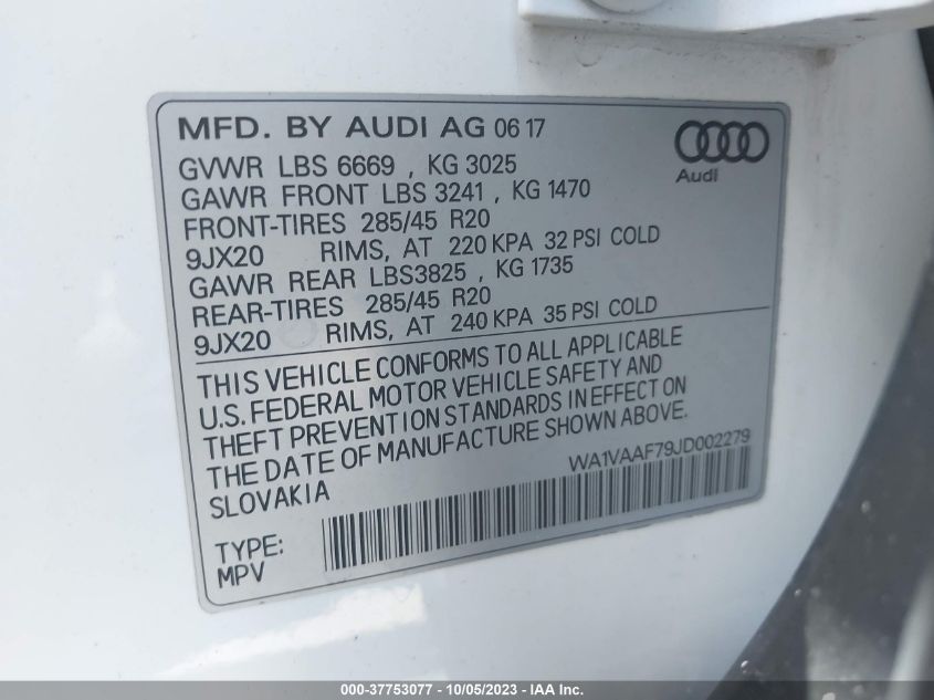 2018 AUDI Q7 PRESTIGE - WA1VAAF79JD002279
