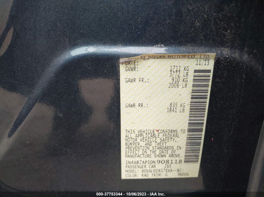 2013 NISSAN SENTRA SV - 1N4AB7AP1DN908118