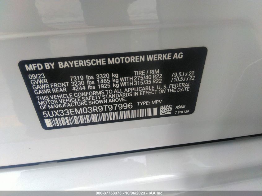 2024 BMW X7 M60I - 5UX33EM03R9T97996