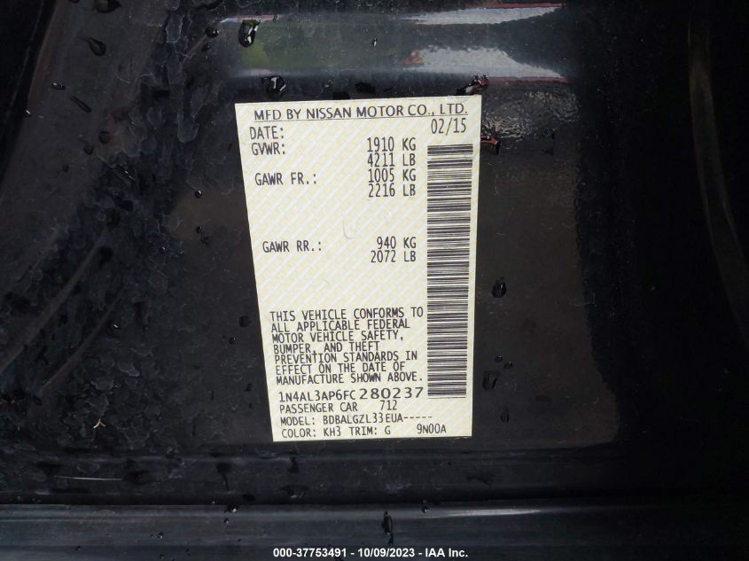 2015 NISSAN ALTIMA 2.5 - 1N4AL3AP6FC280237