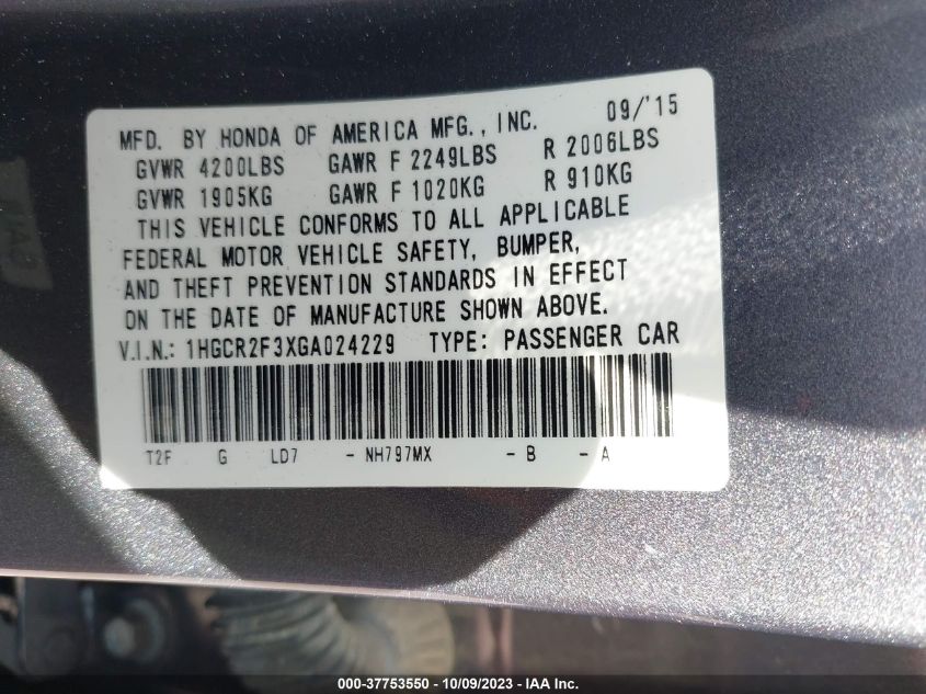 2016 HONDA ACCORD SEDAN LX - 1HGCR2F3XGA024229