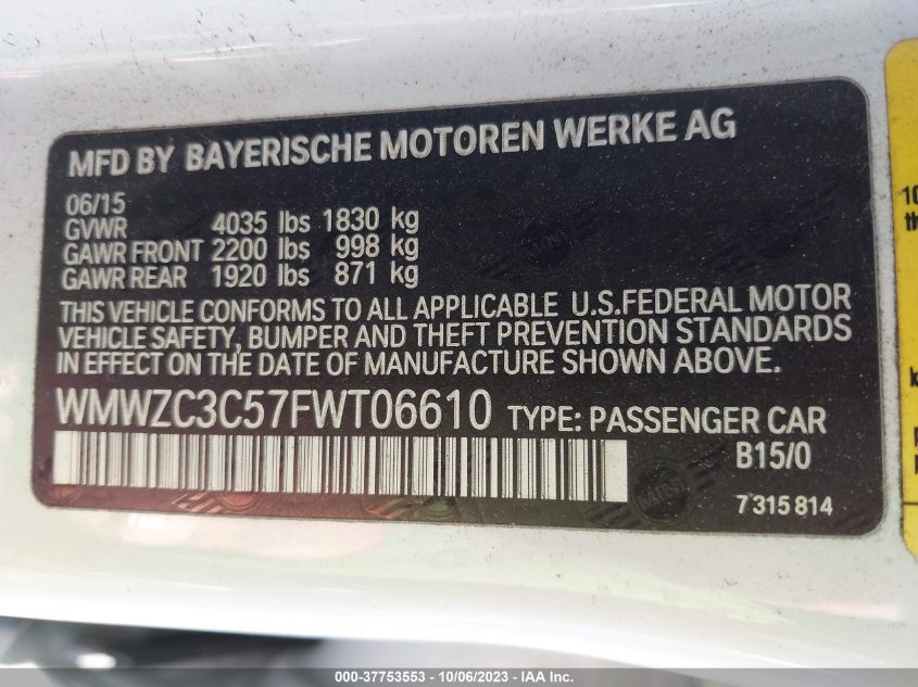 2015 MINI COOPER COUNTRYMAN S - WMWZC3C57FWT06610