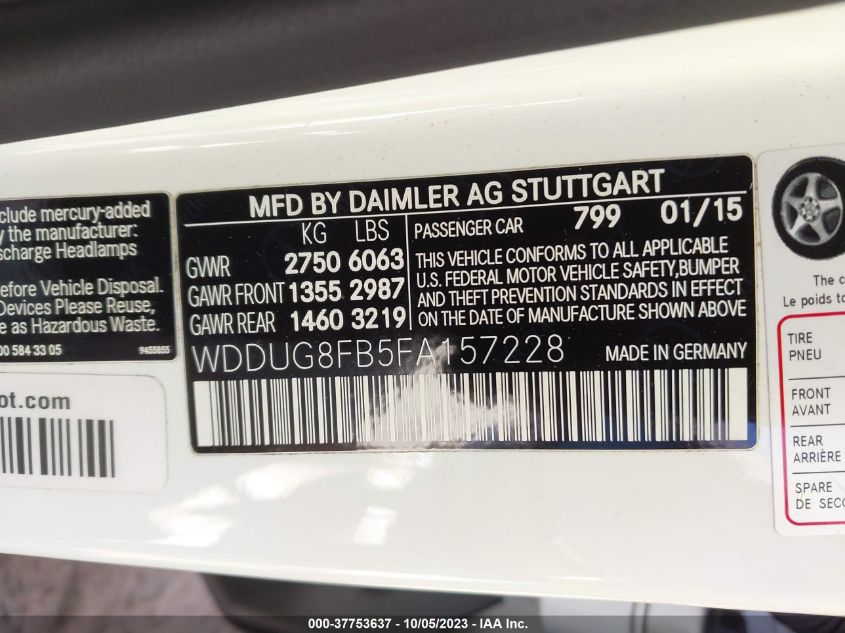2015 MERCEDES-BENZ S 550 4MATIC WDDUG8FB5FA157228
