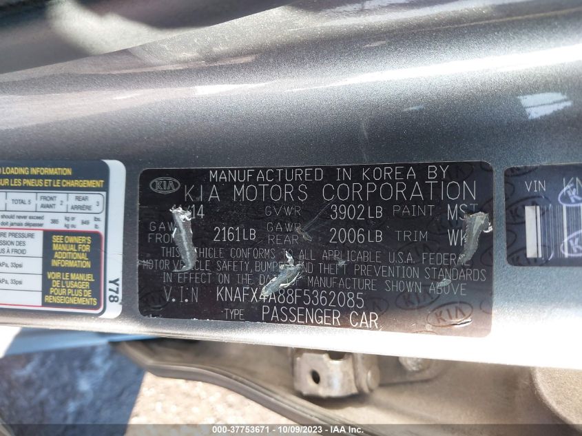 2015 KIA FORTE EX - KNAFX4A88F5362085