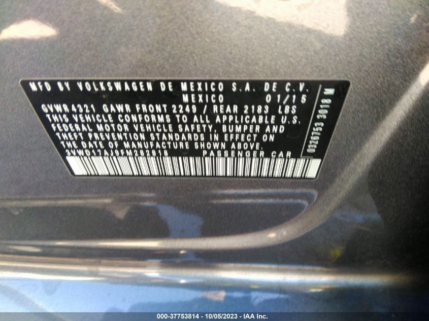 2015 VOLKSWAGEN JETTA SEDAN 1.8T SE W/CONNECTIVITY - 3VWD17AJ9FM282818
