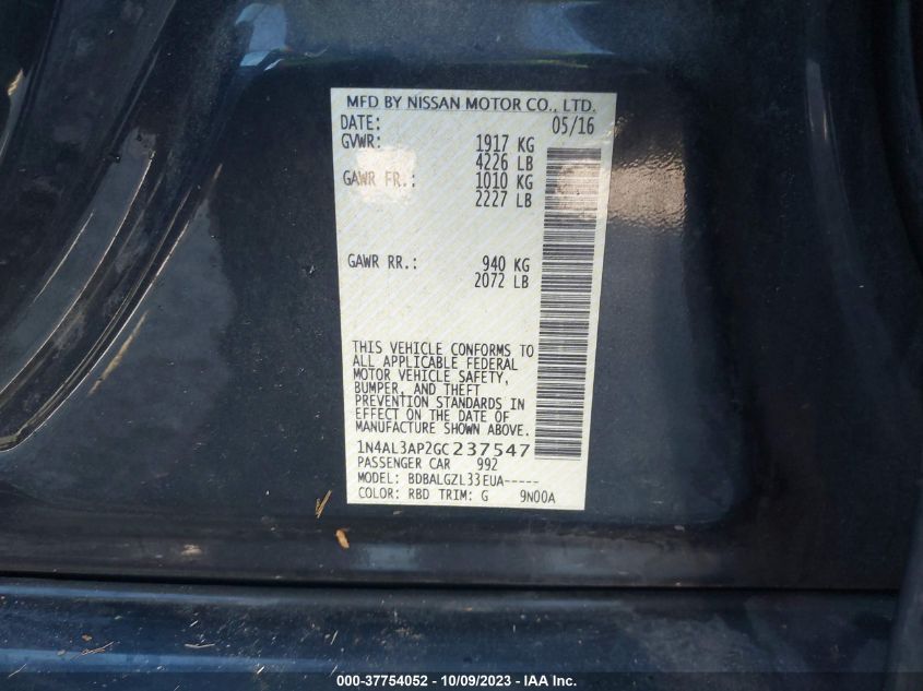 2016 NISSAN ALTIMA 2.5 - 1N4AL3AP2GC237547