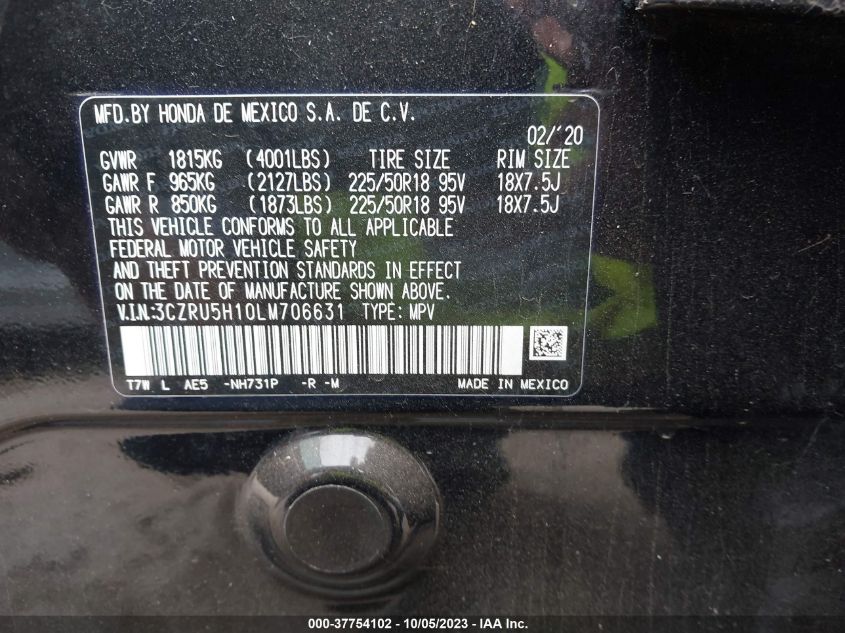 2020 HONDA HR-V SPORT - 3CZRU5H10LM706631