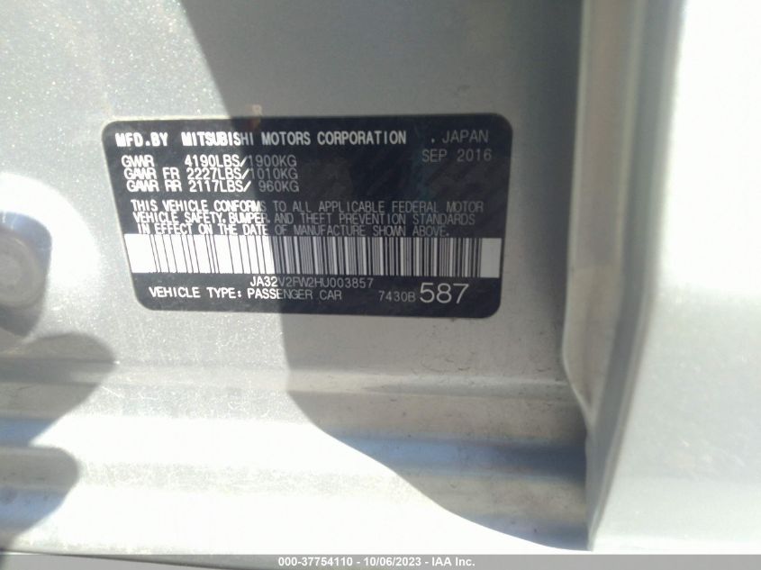 2017 MITSUBISHI LANCER ES/SE/SEL - JA32V2FW2HU003857