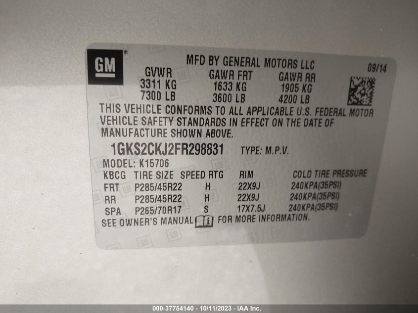 2015 GMC YUKON DENALI - 1GKS2CKJ2FR298831