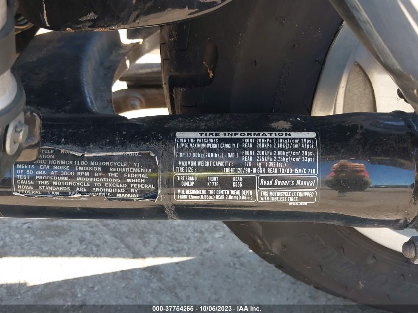 2002 HONDA VT1100 C2 1HFSC43072A200315