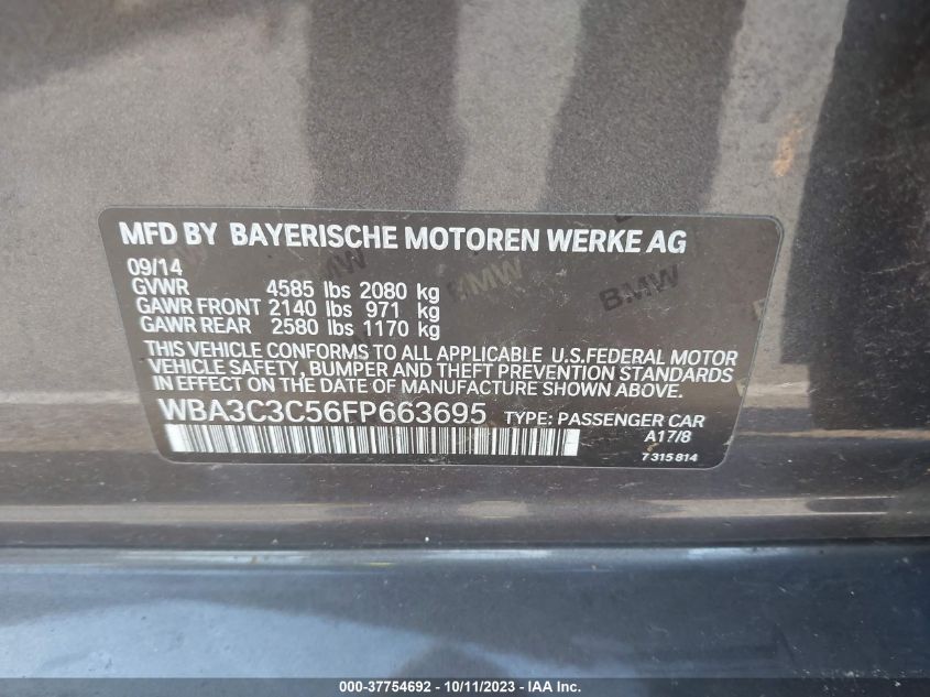 2015 BMW 3 SERIES 320I XDRIVE - WBA3C3C56FP663695