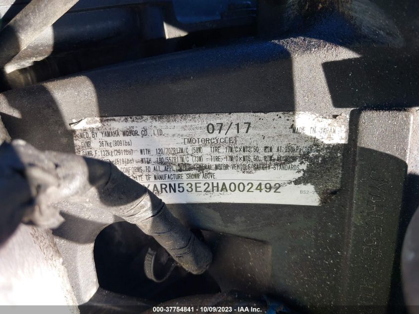 2017 YAMAHA FZ09 JYARN53E2HA002492