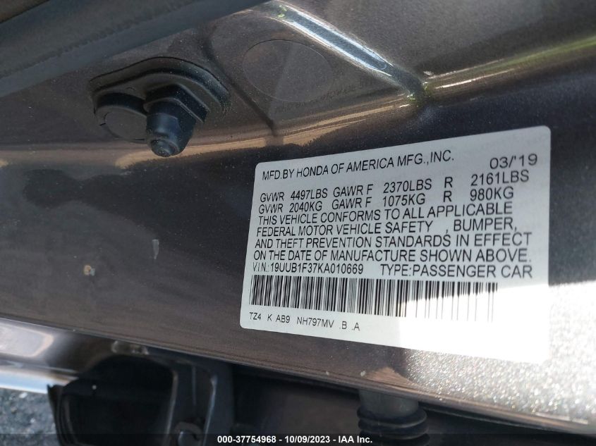 2019 ACURA TLX - 19UUB1F37KA010669
