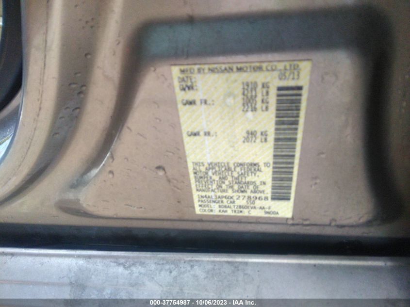 2013 NISSAN ALTIMA 2.5 SV - 1N4AL3AP6DC278968