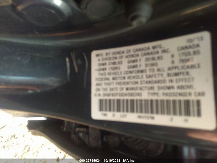 2013 HONDA CIVIC SDN LX - 2HGFB2F55DH592243