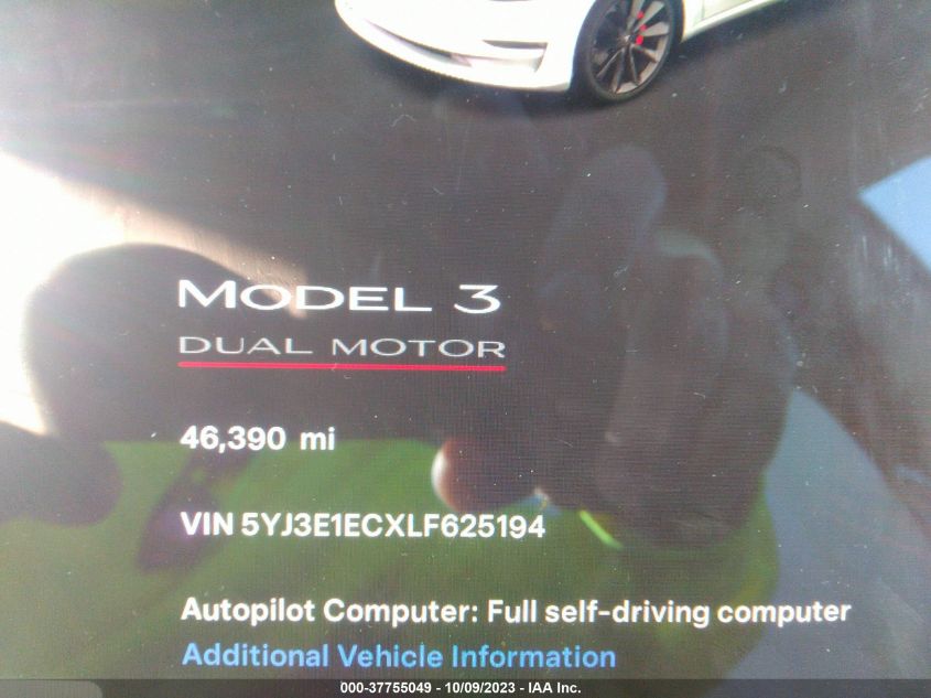 2020 TESLA MODEL 3 PERFORMANCE - 5YJ3E1ECXLF625194