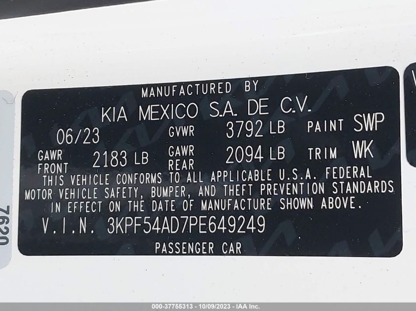 2023 KIA FORTE GT-LINE - 3KPF54AD7PE649249