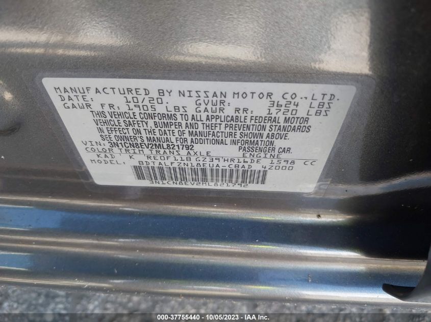2021 NISSAN VERSA SV - 3N1CN8EV2ML821792