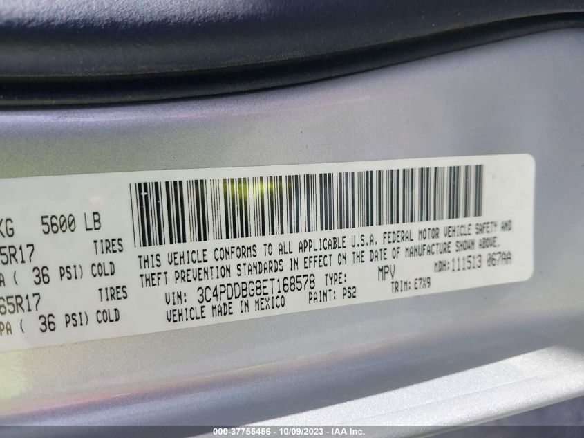 2014 DODGE JOURNEY SXT - 3C4PDDBG8ET168578