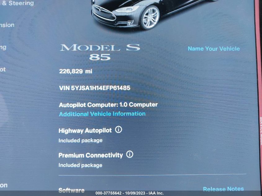 2014 TESLA MODEL S - 5YJSA1H14EFP61485