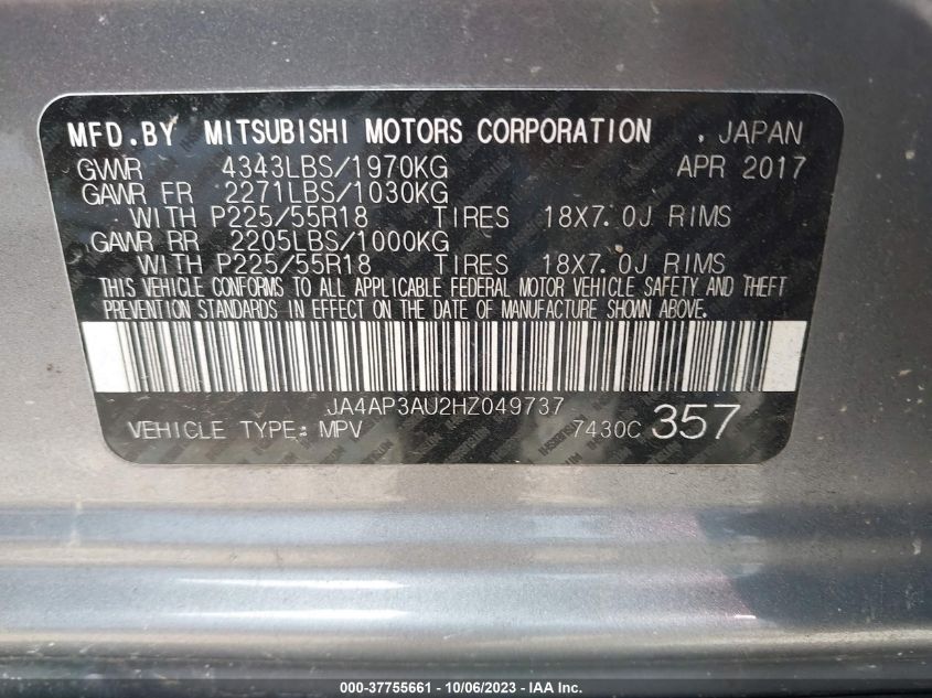 2017 MITSUBISHI OUTLANDER SPORT ES/SE - JA4AP3AU2HZ049737