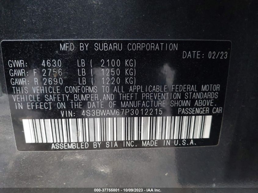 2023 SUBARU LEGACY LIMITED - 4S3BWAM67P3012215