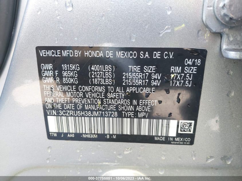 2018 HONDA HR-V LX - 3CZRU5H38JM713728