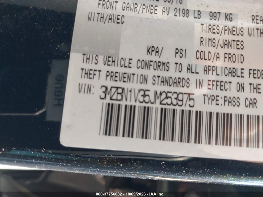 VIN 3MZBN1V35JM253975 2018 MAZDA MAZDA3 4-DOOR TOURING