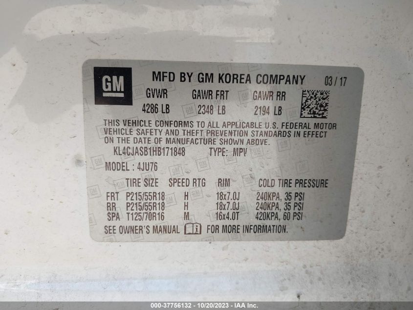 2017 BUICK ENCORE PREFERRED - KL4CJASB1HB171848