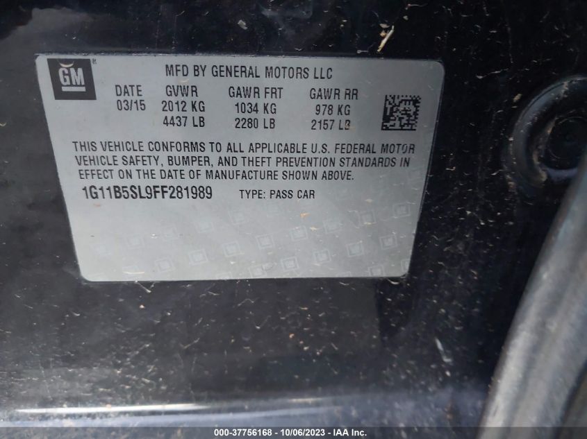 2015 CHEVROLET MALIBU LS - 1G11B5SL9FF281989