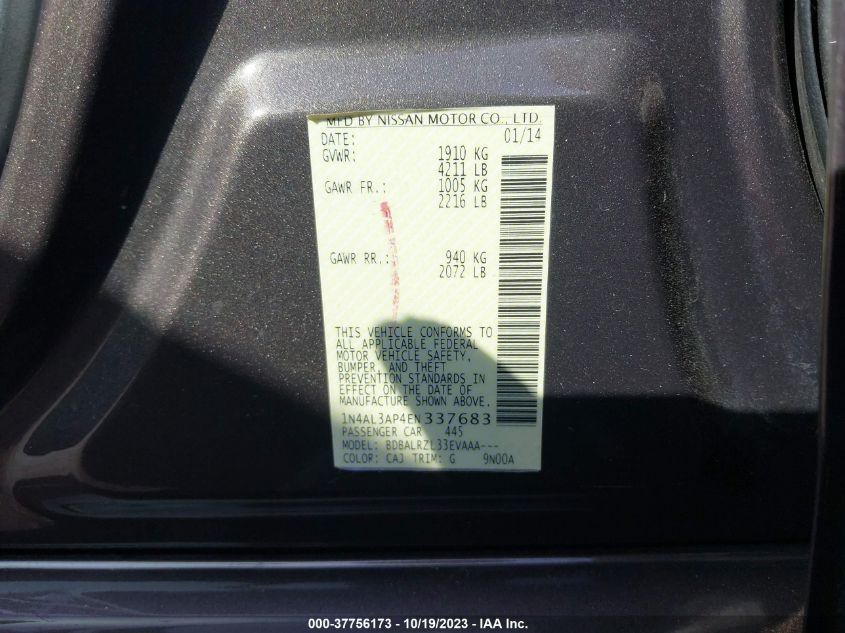 2014 NISSAN ALTIMA 2.5 S - 1N4AL3AP4EN337683