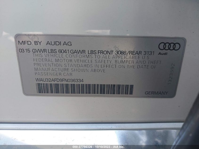 2015 AUDI A8 L 4.0T WAU32AFD9FN036334