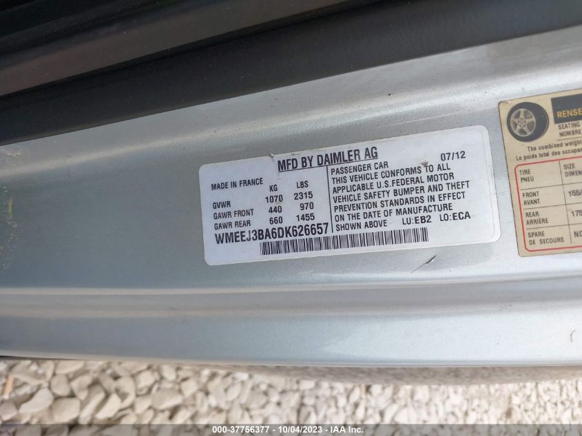 2013 SMART FORTWO PURE/PASSION WMEEJ3BA6DK626657