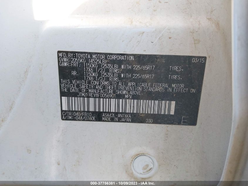 2015 TOYOTA RAV4 LE - JTMZFREV8FD056901