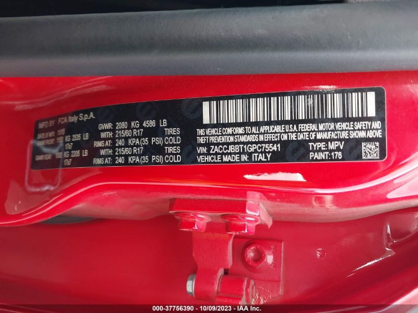 2016 JEEP RENEGADE LATITUDE - ZACCJBBT1GPC75541