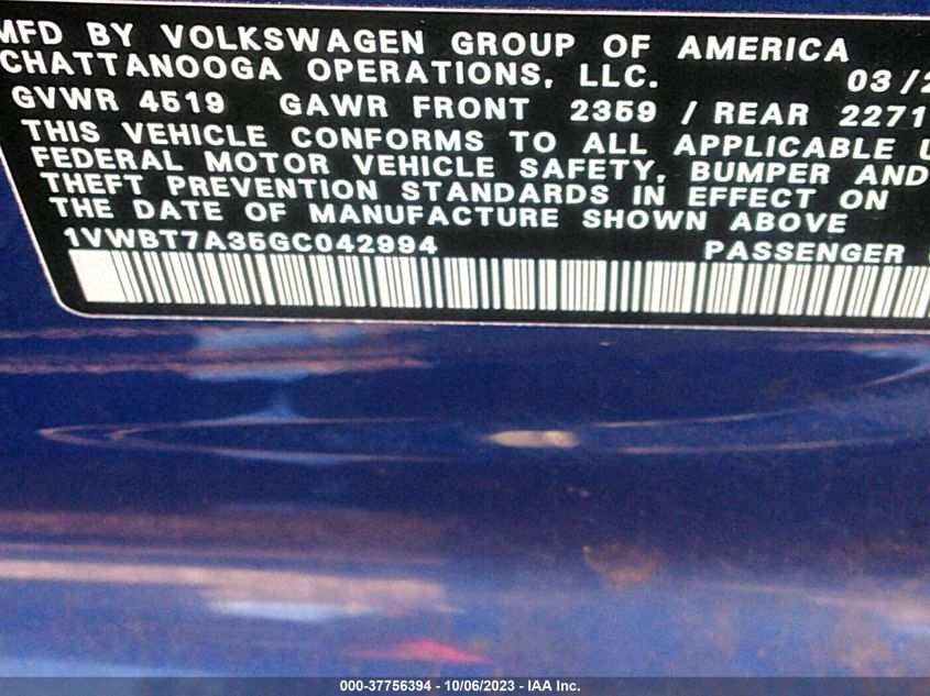 2016 VOLKSWAGEN PASSAT 1.8T SE - 1VWBT7A35GC042994