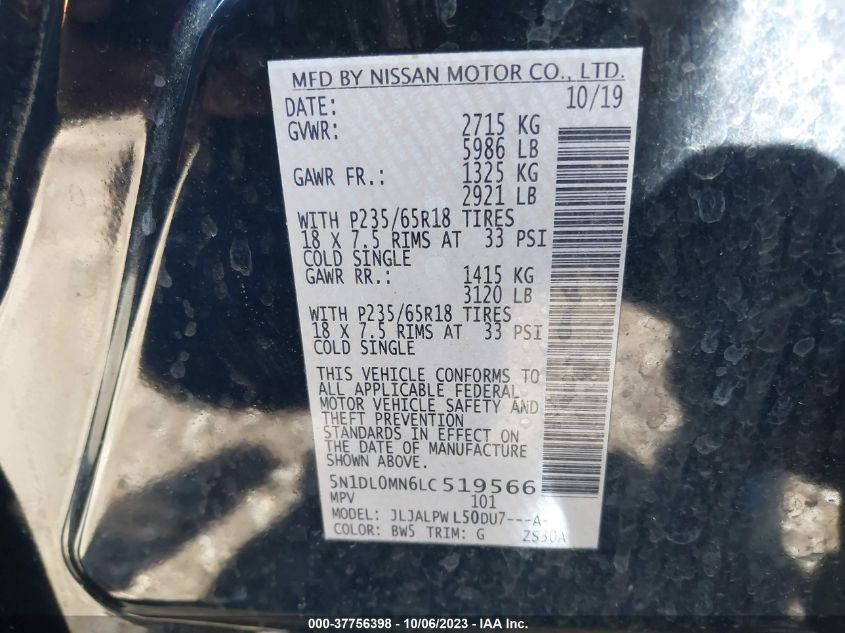 2020 INFINITI QX60 PURE - 5N1DL0MN6LC519566