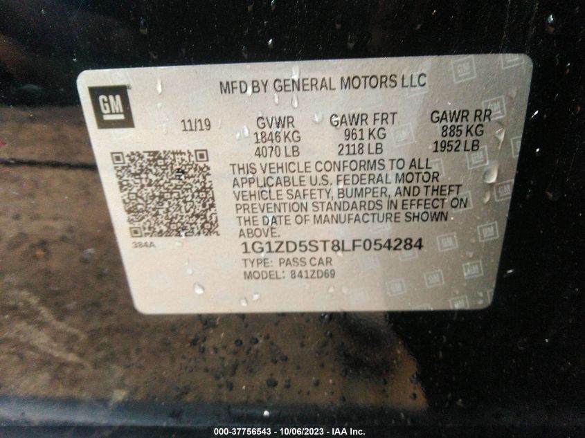 2020 CHEVROLET MALIBU LT - 1G1ZD5ST8LF054284